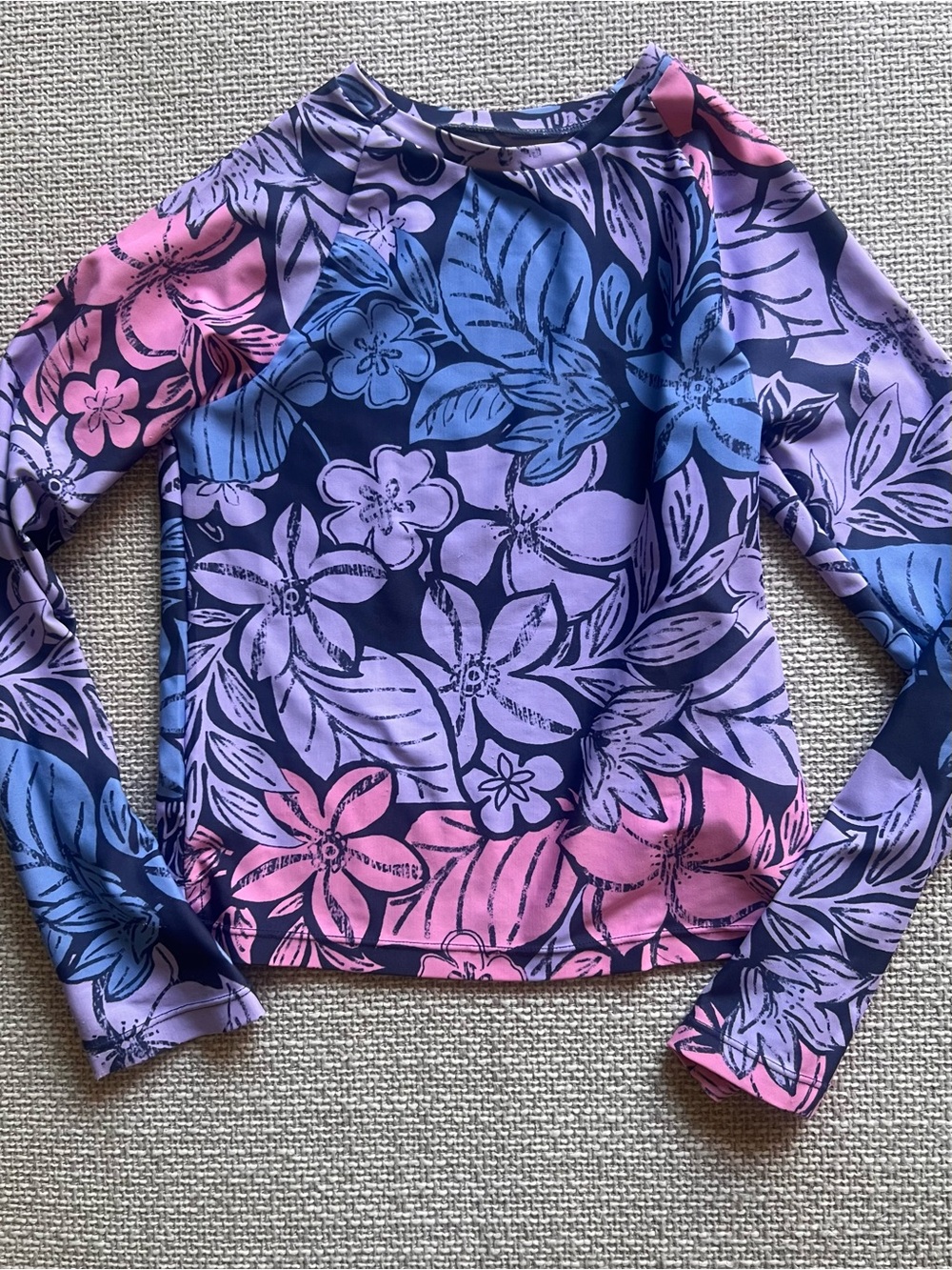 GAP Kids Floral Long-Sleeve Swim Top Rash Guard in Lavender, Pink & Blue 10-11 y